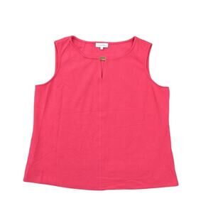 Calvin Klein Pink Blouse 1X Plus Size Polyester Crew Neck Solid Sleeveless Top